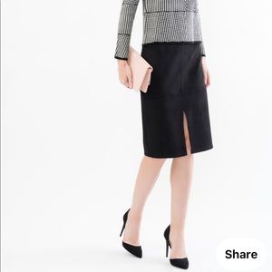 Suede pencil skirt with slit